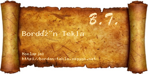 Bordán Tekla névjegykártya